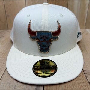New Era Cream Chicago Bulls NBA 59Fifty Size 7 3/4 Fitted Hat
